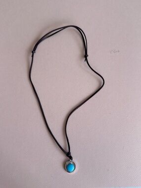 Free People Black Cord Necklace with Turquoise Pendant